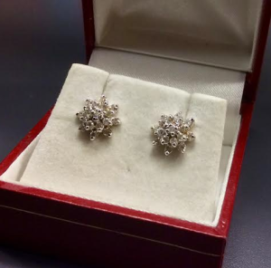 Cluster ‪‎diamond‬ white gold earrings Williams Jewellers